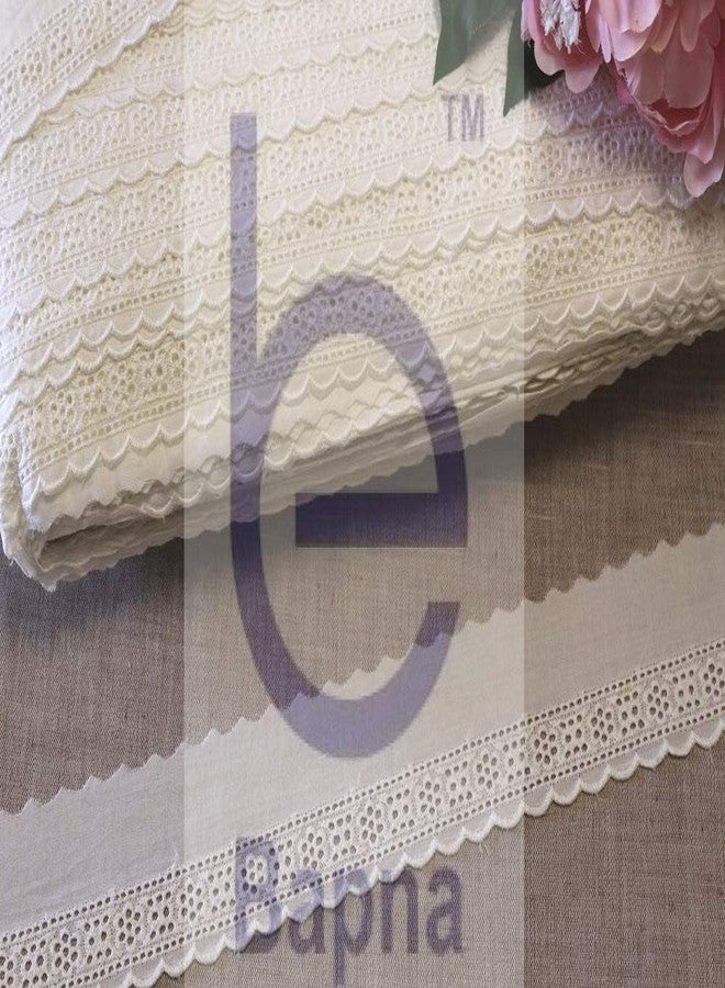Bapna 5 Yard Embroidery Cotton Lace Ribbon for Decor Baby Dress Skirts Dress Bags Decoration Border,White - Image 2